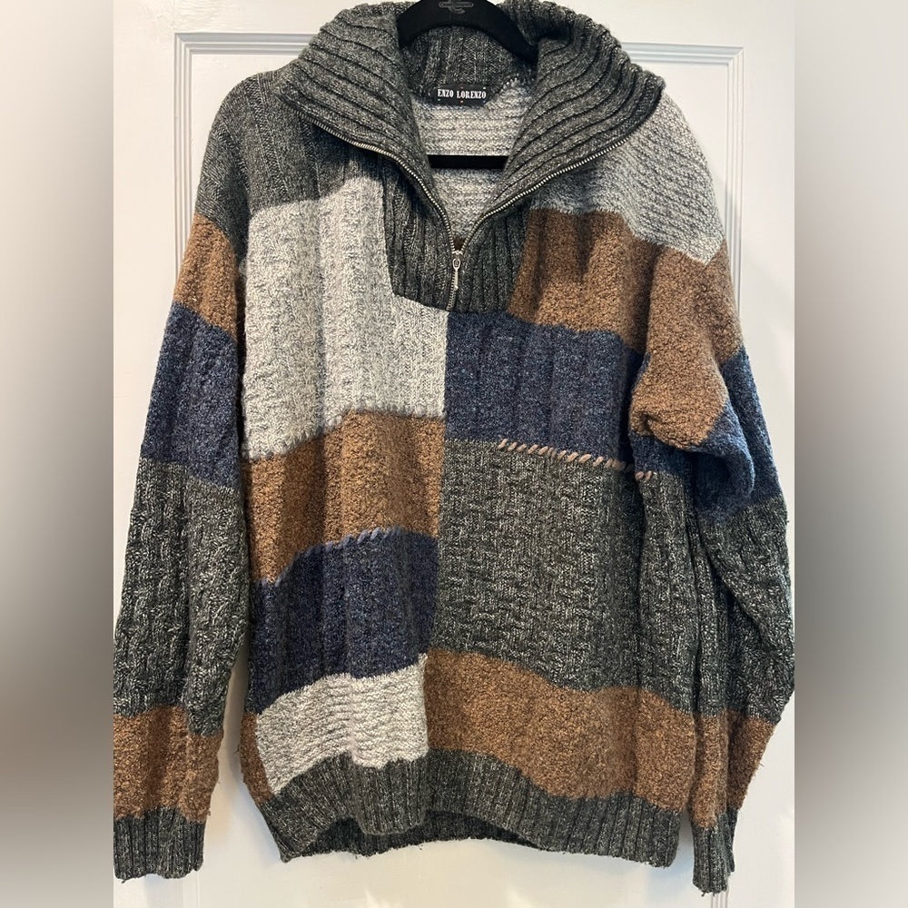 Vintage Dad Quarter Zip Sweater Enzo Lorenzo Size Approx L/XL
